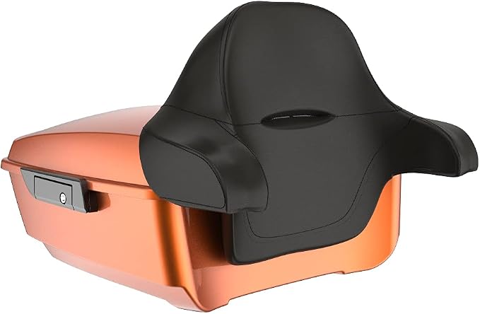 Advanblack Motorcycle King Trunk Tour Trunk Pack Luggage +Wrap-Around Backrest Pad for '97-'24 Harley Touring/Softail