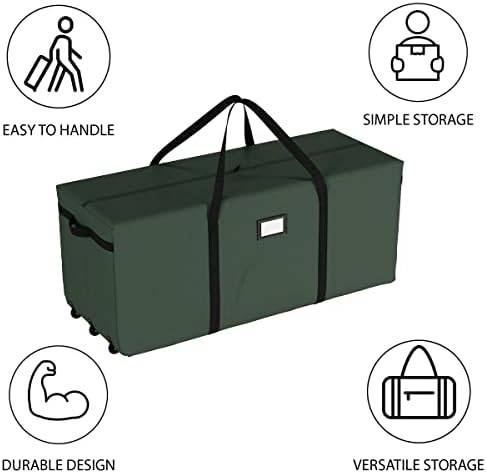 Elf Stor Christmas Tree Storage Bag with Wheels, Green, 59”x21.75”x24.5”