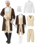 Mens Hamilton Costume 5PCS Colonial Washington Costume Adult Outfit