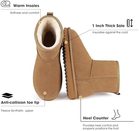 Mishansha Suede Winter Snow Boots for Women Warm Faux Fur Lined Waterproof