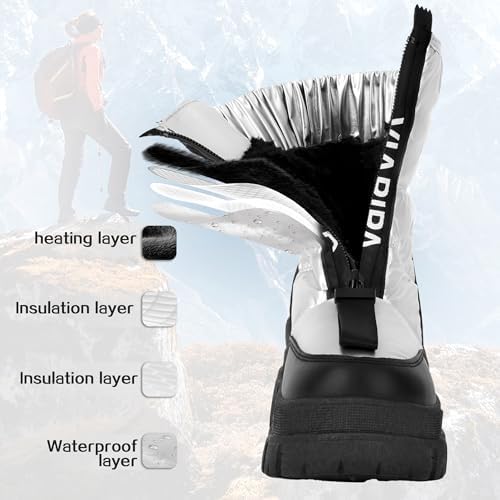 Women's Warm Insulated Fashion Winter Boots, Mid-Calf Waterproof Snow Boots