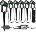 SUNTHIN Outdoor Landscape Lighting with Remote, RGBW Color Changing Spot Uplights, 6 Pack