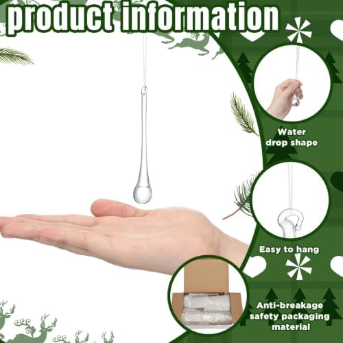 44 Pcs Crystal Glass Teardrop Christmas Ornaments, 4 Large Size