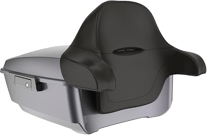 Advanblack Road Glide Tour Trunk Pack Smoke Gray King Tour Trunk Pack Luggage +Wrap-Around Backrest Pad for '97-'25 Harley Touring Road King Street Glide Electra Glide CVO Models