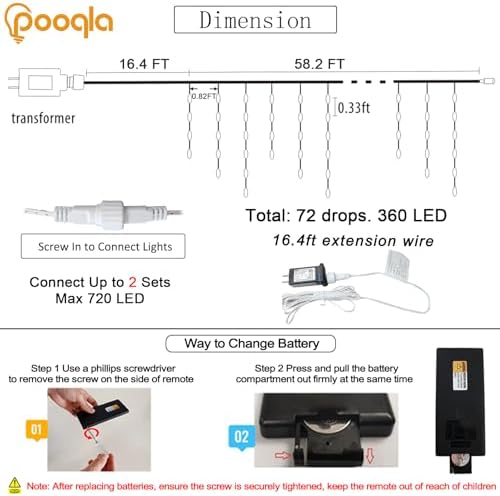 Pooqla 35 Colors Icicle Lights for Outside, 58FT Icicle Christmas Lights