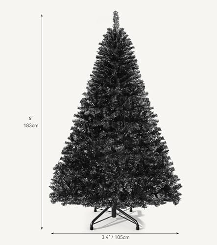 DWVO 6ft Artificial Black Halloween Christmas Tree, 818 Tips