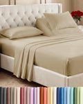Flex Top Split Head King 4 Piece Sheet Set - Ultra-Soft, Breathable - Beige