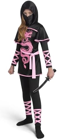 Spooktacular Creations Black and Red Ultimate Ninja Dragon Costume Set for kids, Girls, Halloween Dress Up