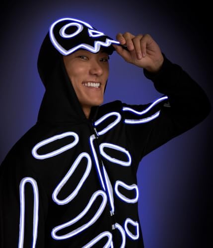 Tipsy Elves Men's Halloween Skeleton Costume Hooded Jumpsuit Adult Onesie