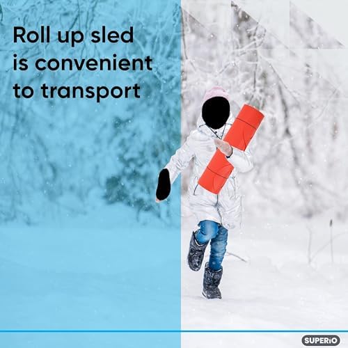 Superio Snow Slider Mat, Flexible Snow Sled Flying Carpet, Roll up Sleds for Kids and Adults 54" Lightweight Portable Plastic Snowboard Sled (Red), 6 Pack