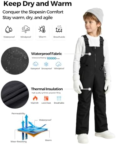 Wantdo Kids Snow Pants Boys & Girls Waterproof Insulated Ski Bib Overalls