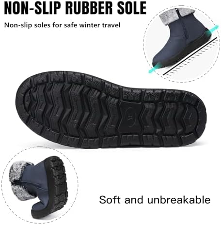 TEMOFON Women Snow Boots Waterproof: Fur Lined Warm Winter Ankle Booties