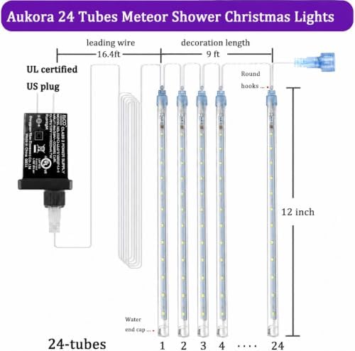 Aukora Halloween Lights Outdoor, Meteor Shower Lights Purple UL Certified