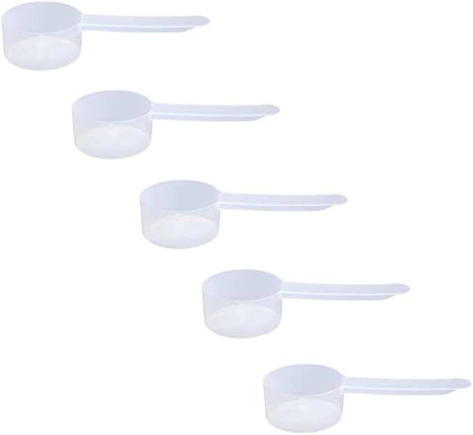 23cc Long Handle Measuring Scoop (1.5 Tablespoon / 23mL) - Heavy-Duty Plastic Spoon for Powders, Protein, Coffee, and Baking, 5-Pack