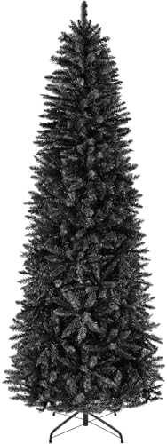 Best Choice Products 4.5ft Black Artificial Holiday Christmas Pencil Tree for Home, Office, Party Decoration w/ 290 Tips, Metal Hinges & Base
