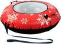 42" Heavy Duty Snow Tube 1/2 Pack with Premium Canvas Cover for Kids Ages 13+ Adults, Inflatable Snow Tube Sled with Thickened Bottom Tow Strap Repair Kit, Outdoor Winter for Sledding