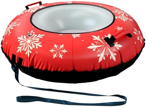 42" Heavy Duty Snow Tube 1/2 Pack with Premium Canvas Cover for Kids Ages 13+ Adults, Inflatable Snow Tube Sled with Thickened Bottom Tow Strap Repair Kit, Outdoor Winter for Sledding