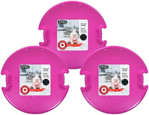 Superio Round Saucer Snow Sleds for Kids and Adult, Spiral Toddler Sled 26" Avalanche Circle Jet Sled for Toddlers Age Plastic Sledding Disc, Winter Snow Toys Fun for Kids and Adults, 3-Pack