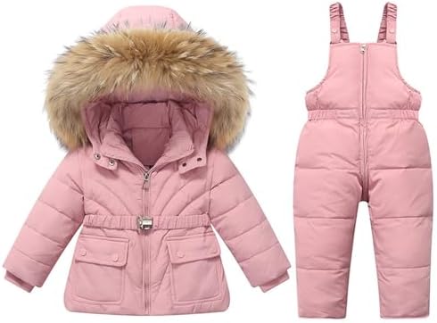 Boys Girls Insulated 2-Piece Snowsuit Set Snow Bib Pants & Warm Winter Coat