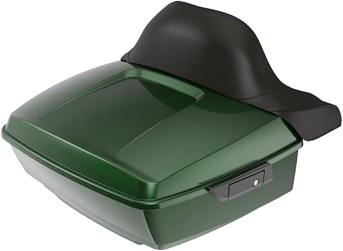 Advanblack Road Glide Tour Trunk Pack Kinetic Green King Tour Trunk Pack Luggage +Wrap-Around Backrest Pad for '97-'25 Harley Touring Road King Street Glide Electra Glide CVO Models