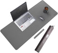 CENNBIE 35.5" x 16" Leather Desk Mat, Computer Mouse Pad for Office(Grey)