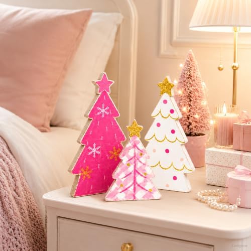 Christmas Decorations Indoor, Pink Christmas Snowflake Star Tree Home Decor