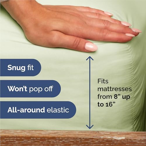 Split King Size 5 Piece Sheet Set - Breathable & Cooling - Light Sage Green