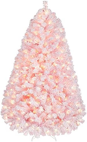 Yaheetech 6ft Pre-Lit Pink Artificial Christmas Tree with 250 Lights