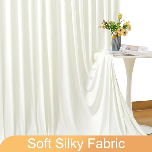 Ivory Backdrop Curtain for Wedding Parties Wrinkle Free Ivory Photo Curtains Backdrop Drapes Fabric Decoration for Baby Shower Photoshoot 5ft x 7ft,2 Panels