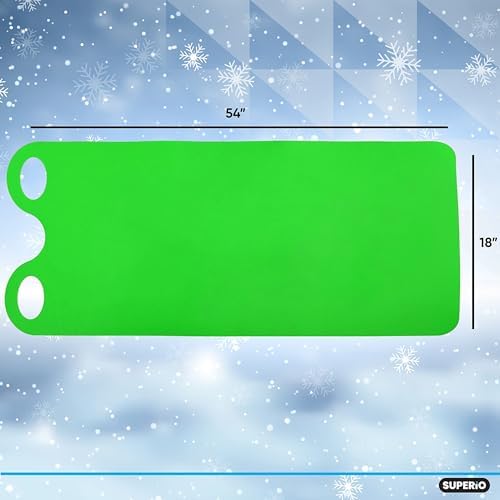 Superio Snow Slider Mat, Flexible Snow Sled Flying Carpet, Roll up Sleds for Kids 36" Lightweight Plastic Snowboard Sled (Green), 12 Pack