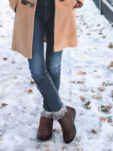 SHIBEVER Winter Snow Boots for Women: Slip On Ankle Fur Lined Warm Boot