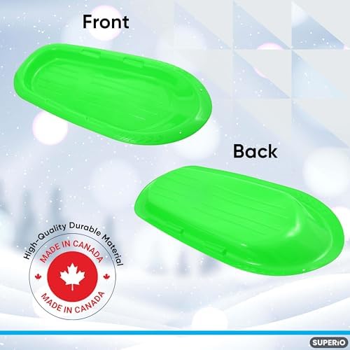 Superio Toboggan Snow Sleds for Kids and Adults, 36"/48" Heavy Duty Plastic Sliders with Handles and Hole for Pull Ropes- Kid and Adult Winter Fun