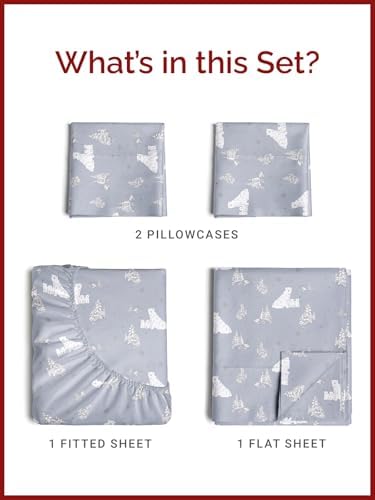 Christmas Sheet Set, Polar Bears, Holiday Xmas Bedding Set - King Size