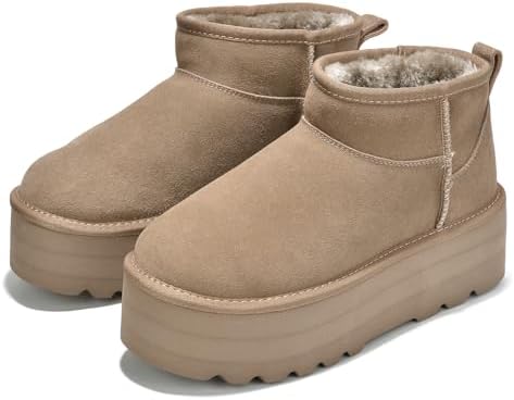 Project Cloud 100% Genuine Leather Ankle Boots for Women Platform Boots