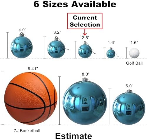 Baby Blue 2.5" Christmas Balls Christmas Tree Decoration Ornaments Shatterproof Hanging Balls for Birthday Halloween Holiday Wedding Decorations Set of 24pcs
