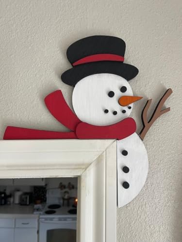 2024 Christmas Door Topper Holiday Home Decor Funny Snowman Santa Claus Top Door Frame Corner Sign Decorations, Windows Walls DIY Craft for Christmas Party Ornament (Snowman 2)