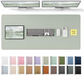 YSAGi Leather Desk Pad Protector, Office Desk Mat, Large Mouse Pad, Non-Slip PU Leather Desk Blotter, Laptop Desk Pad, Waterproof Desk Writing Pad for Office and Home (Grayish Green, 47" x 17")
