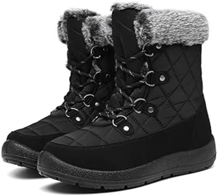 ZEENXIUYA Womens Snow Boots Comfortable Warm Fur Lined Winter Waterproof Flat Lace-Up Ankle Boots Outdoor Winter Booties