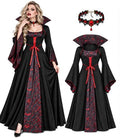 Vampire Costume Women Gothic Stand-Up Collar Vampiress Dress with Choker
