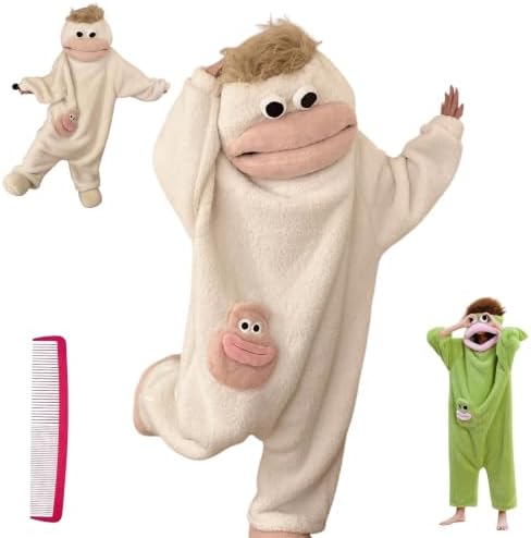 Unisex Funny Big Mouth Monster Plush Hooded Onesie Sleepwear