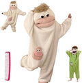 Unisex Funny Big Mouth Monster Plush Hooded Onesie Sleepwear