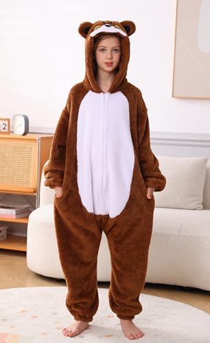 Animal Onesie Pajamas for Kids, Soft Flannel Halloween Cosplay Costume for Boys Girls
