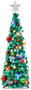 N&T NIETING Pop Up Christmas Tree with Lights & Ornaments,3FT, Peacock Blue