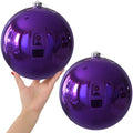 Purple 8.0" Extra Large Christmas Balls Ornaments - Christmas Tree Decorations Shatterproof Shiny Hanging Balls for Birthday Holiday Wedding Decorations Set of 2pcs