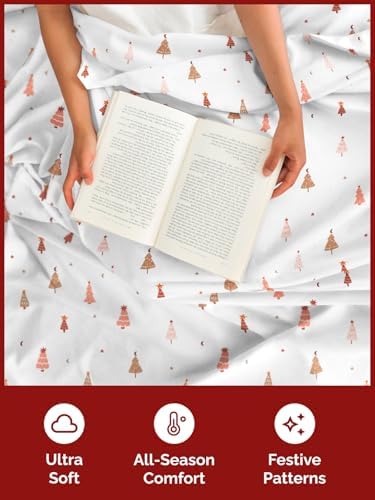 Christmas Sheet Set, Enchanted Pines, Holiday Xmas Bedding Set - King Size