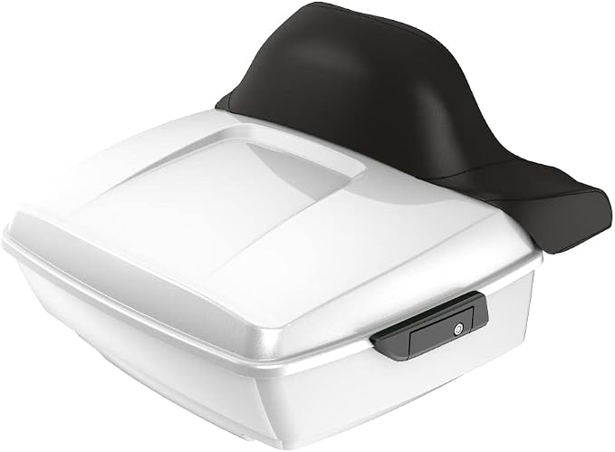 Advanblack Road Glide Tour Trunk Pack White Hot Pearl King Tour Trunk Pack Luggage +Wrap-Around Backrest Pad for '97-'25 Harley Touring Road King Street Glide Electra Glide CVO Models