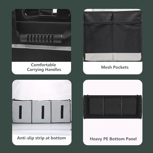 AOPHY Trunk Organizer - 95L Extra Large Capacity SUV Cargo Storage, Collapsible Waterproof Design with Non-Slip Bottom & Retractable Straps, Car Organizers for SUV, Truck, Sedan