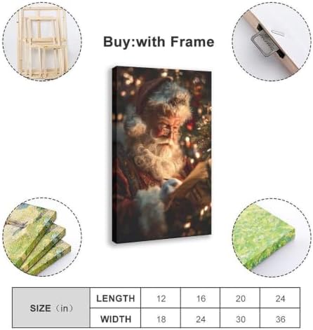 JDBeehpy Classic Santa Claus Writing Notes Wall Art Poster Framed 24x36inch