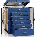 AKOZLIN 6-Tier Jewelry Box Organizer 5 Drawers Storage Blue Large