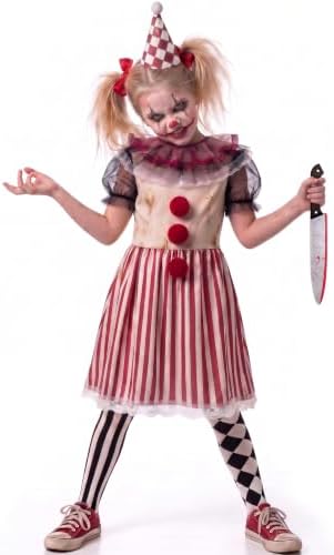 Clown Costume for Girls, Halloween Scary Killer Clown Costume